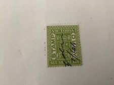 Victoria, 1879-1900 ,6/- Stamp duty Green used seven seas PF20