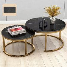 Nesting Coffee Tables Set of 2 Round Stacking Sofa Side Tables for Living Room