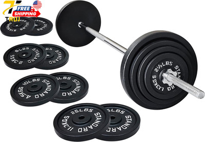 Cast Iron Standard Weight Plates Including 5FT Standard Barbell with Star Locks
