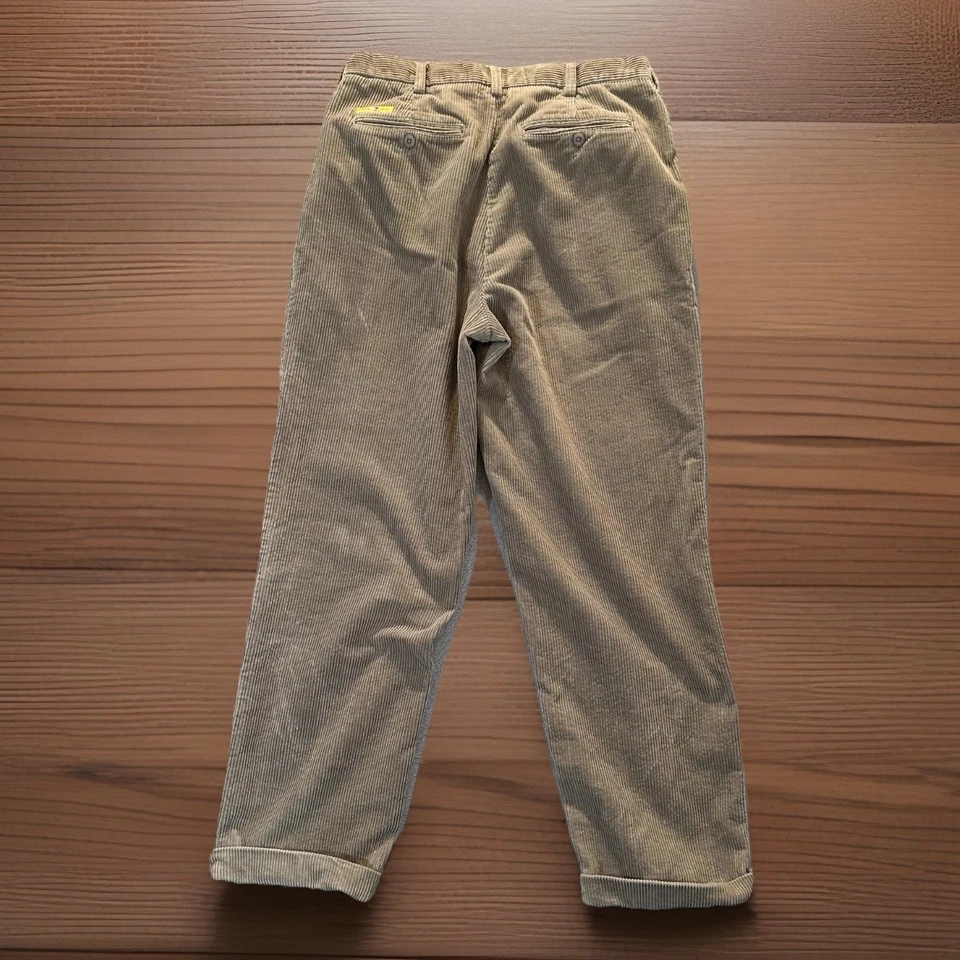 Calça de veludo vintage Duckhead masculina tamanho 34X32 bege pernas algemadas plissada folgada y2k - Imagem 2 de 4