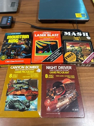 Atari 2600 Boxed Games Lot (5) – Night Driver, Canyon Bomber, Laser B (Ref.198)