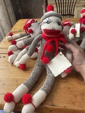 Vintage Sock Monkey Doll 18 Red Pom Pom Never Used Handmade