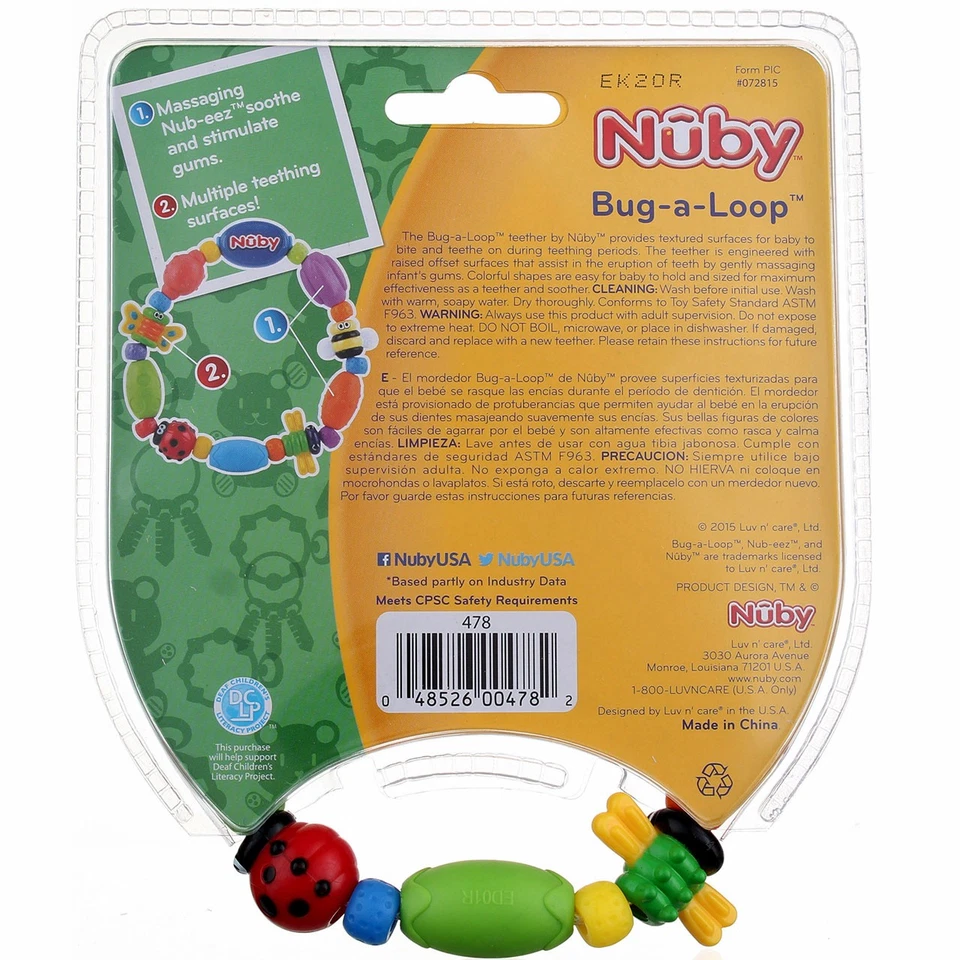 5 Pack Nuby Bug-A-Loop Teether, 3m+ - Image 2 of 3