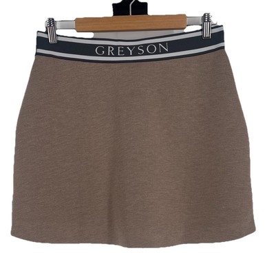 Scarlett by Greyson Womens Lynx Golf Skort Large Fawn Heather Athleisure Stretch