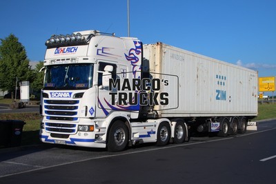 LKW Foto Scania R 580 Container-Sattelauflieger Deutschland weiß OEHLRICH #f8js