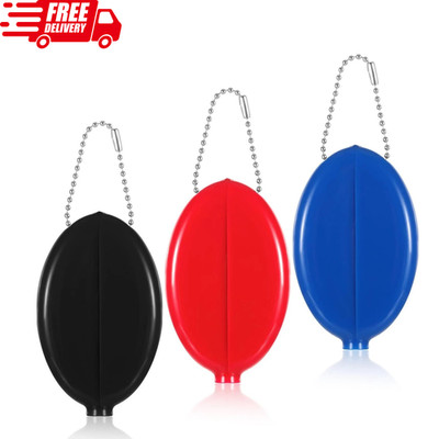 3 Pcs Oval Squeeze Coin Purse 2 X 3 Inches Oval Coin Purse Portable Rubber Coin