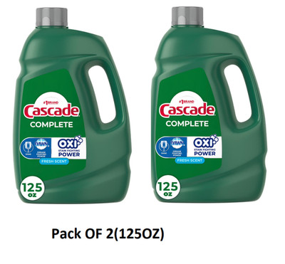 (2 Pack)Cascade Complete Gel + Oxi Dishwasher Detergent, 125 fl. oz