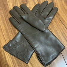 VINTAGE LONG Chocolate Brown OPERA GLOVES Sz 8 Ladies Nylon 1960'S MCM Pattern