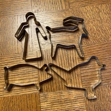 Primitive Metal Cookie Cutters: Man, Pig, Bird, Goat