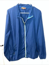 Redvanly Men's Size XL Full Zip Golf Windbreaker Blue Nylon Spandex Jacket