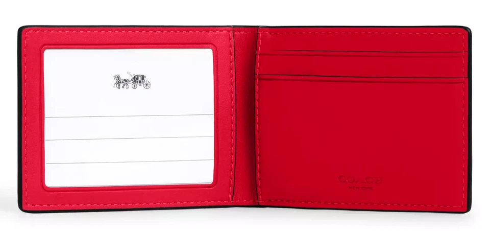 ❤️Cartera Billetera Compacta Coach - CW368 Rojo Tostado Firma Lona/Cuero - Nueva con Etiquetas Foto 2 de 3