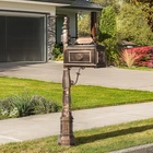 Post Mailbox Combination Stratford Heavy Duty Mail Box Cast Aluminum for Garden