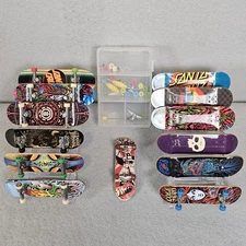 13 Tech Deck Skateboards Mixed Lot Various  Years + 2 Stands And Extra Parts.
