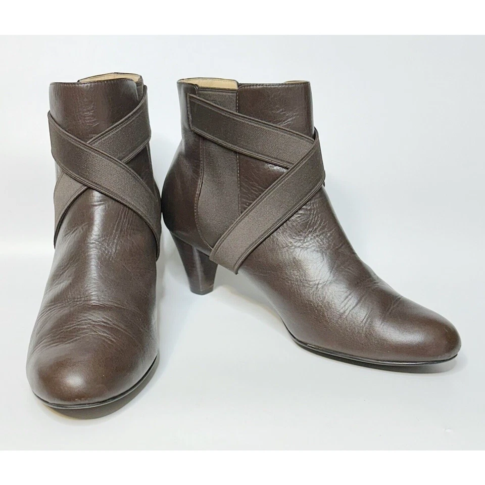 COLE HAAN Air Lyric Pull On Stretch Leather Ankle Booties Brown D29336 Womens 9 - Image 2 of 4