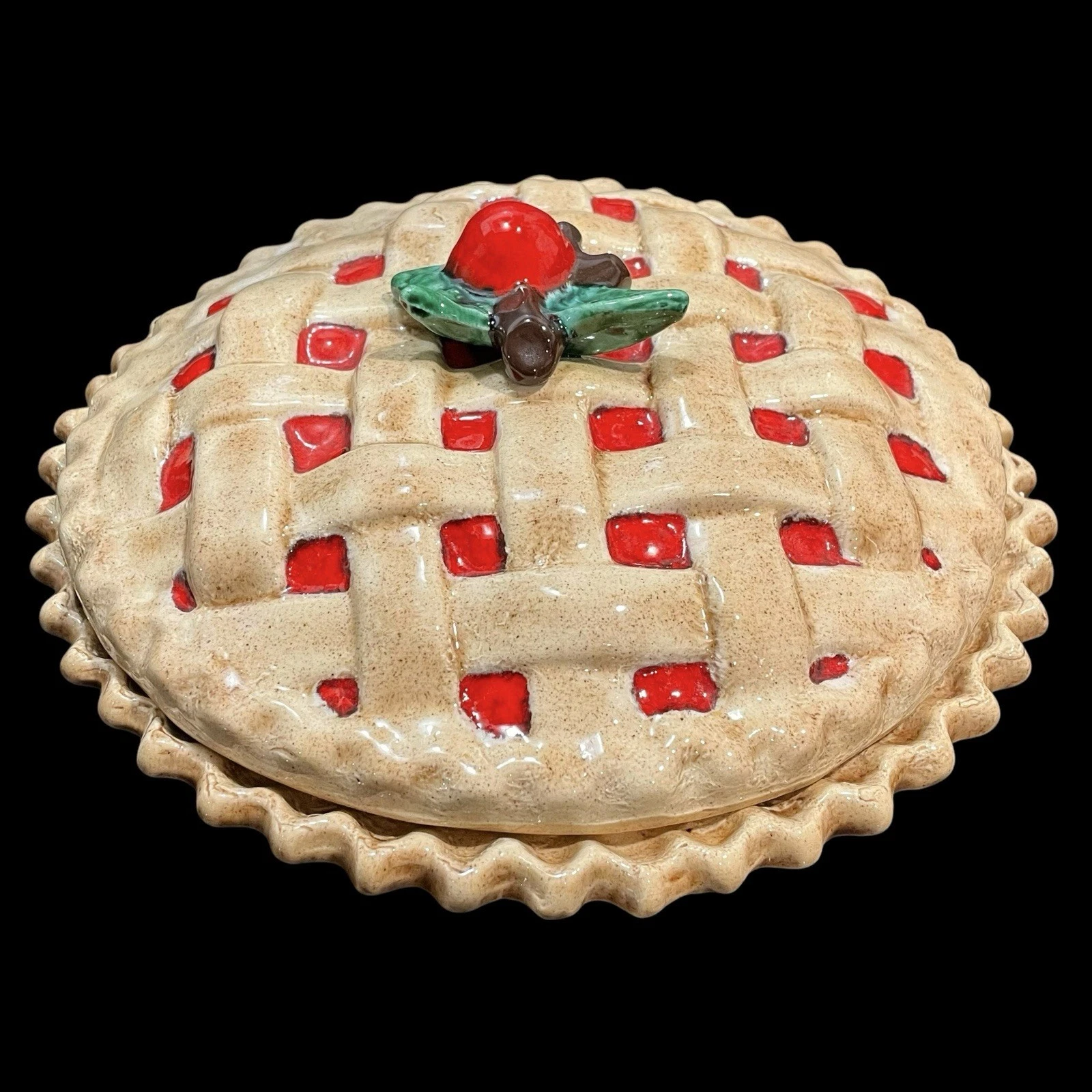 Vintage 1980s Cherry Pie Tart Keeper Pottery Art Covered Dish Platter Lattice
Opens in a new window