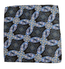 Polyester Pocket Square Black and Blue Artistic Design