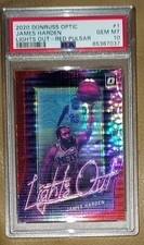 2020-21 Donruss Optic JAMES HARDEN #1 PSA 10 Lights Out Red Pulsar Prizm Pop 1