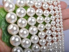 3mm 4mm 6mm 8mm 10mm 12mm 14mm 16mm 18mm 20mm White Shell Pearl Loose Beads 15"