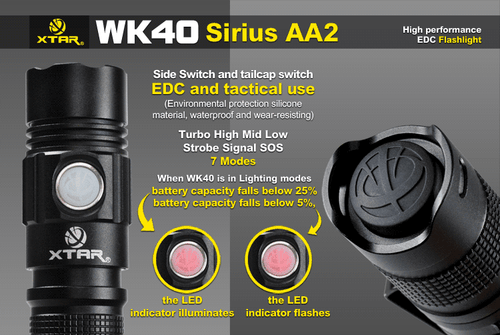 XTAR WK40 Sirius AA2 220 Lumen 2 x AA - Picture 3 of 15