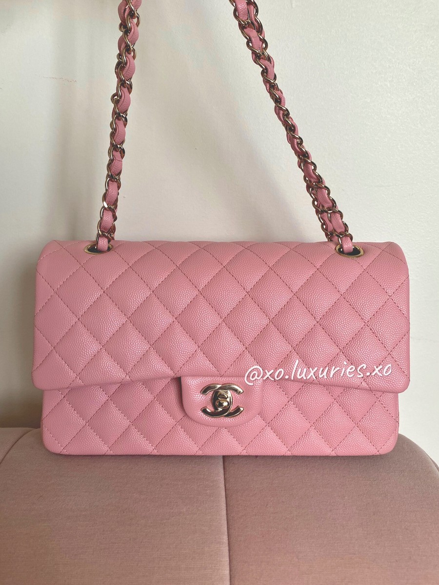 Authentic Chanel RECEIPT Medium 22C Sakura Pink Caviar Gold GHW