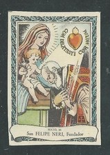 Estampa antigua de San Felipe de Neri andachtsbild santino holy card santini