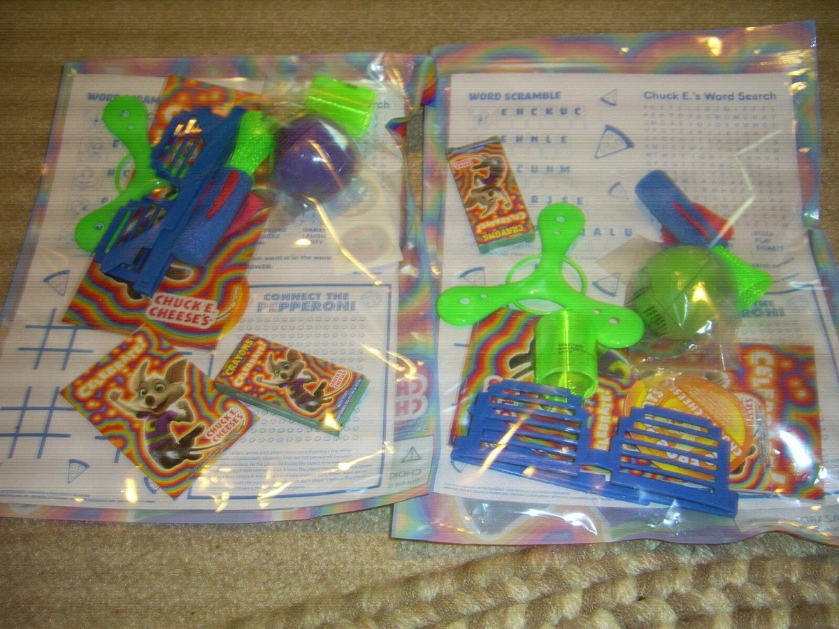 CHUCK E CHEESE Chuck E. Cheese Toy Prize Bag sealed.NEW, TWO, (2 