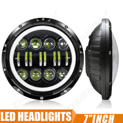 Halo 7''inch Round LED Headlights High&Low Beam For Chevy C10 C20 Pickup Truck