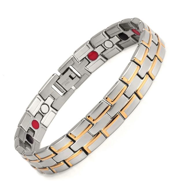 NEW Unisex 316L Stainless Steel Two Tone 4in1 Healing Bracelet