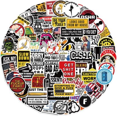 100pcs Funny Hard Hat Stickers (Dirty) for Adult Tool Box, Helmet, Prank Meme