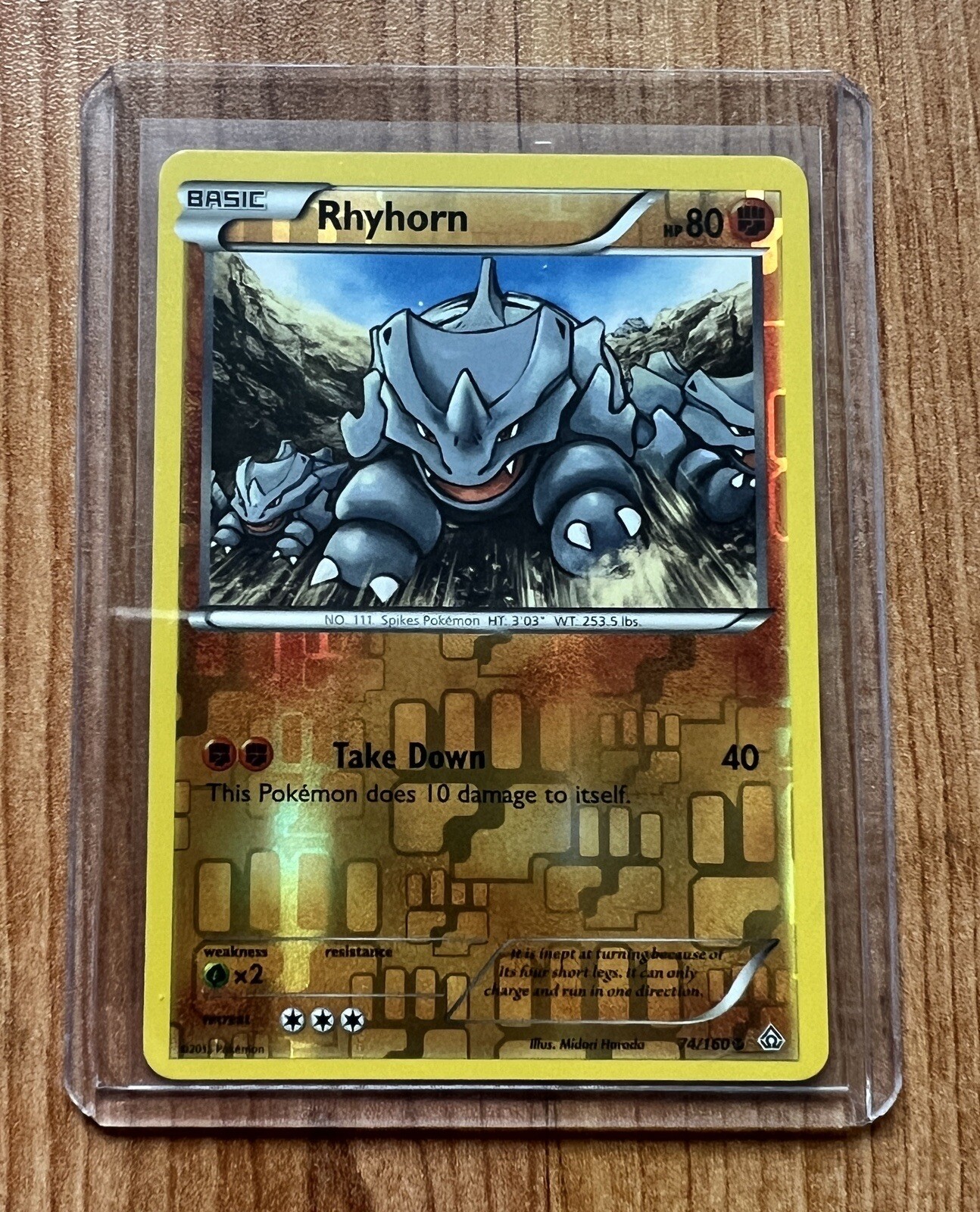 Rhyhorn - 74/160 - Common - Reverse Holo - XY Primal Clash NM Near Mint