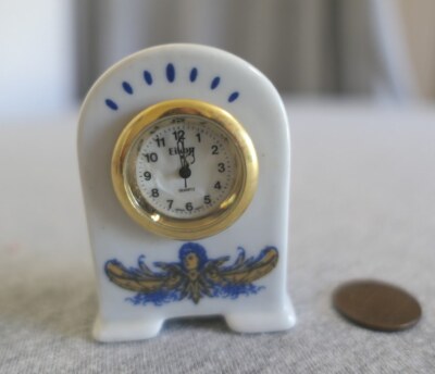 Miniature Eikon Quartz Analog Ceramic Angel Battery Clock 2.25'' H Japan Movement