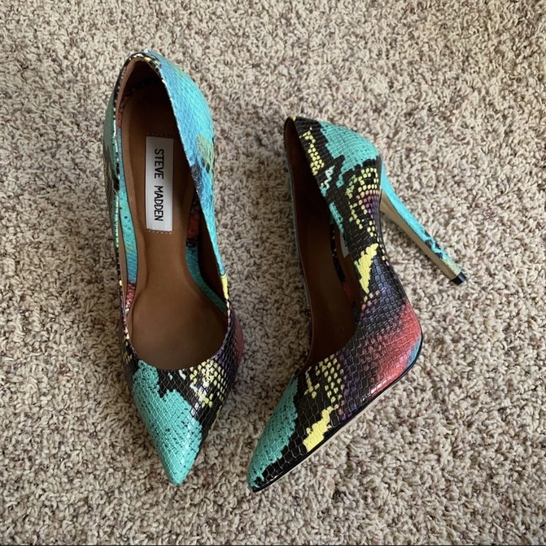 Steve Madden Snakeskin Proto Pointed Toe Stiletto High Heels sz 7