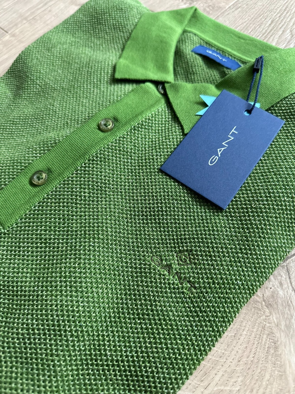 Gant Pique Rugger Shirt Birch Green Size Medium RRP: £180 image 2