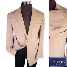 Chaps Mens Two Button Blazer Corduroy Sport Coat Jacket Cotton Beige Size 42L