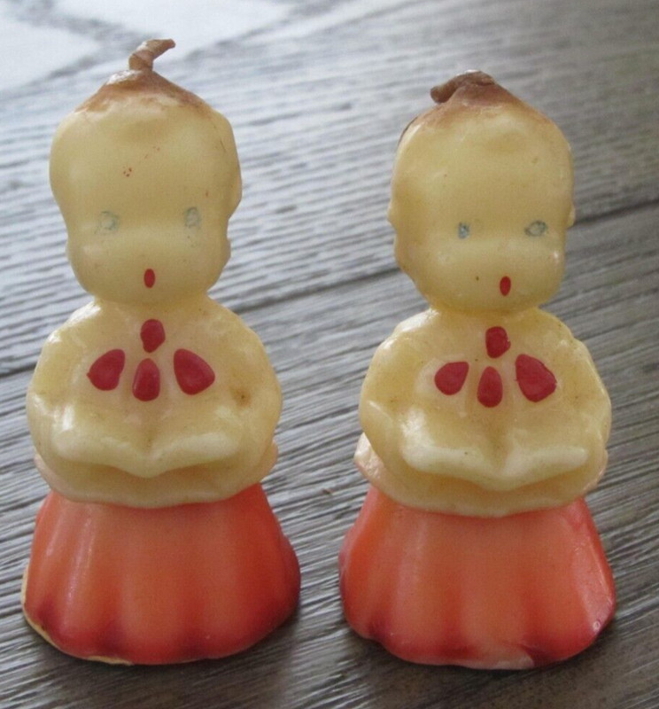 Vintage Gurley Carolers 3" Candles 2 Boys Tree Christmas Church Choir Singers