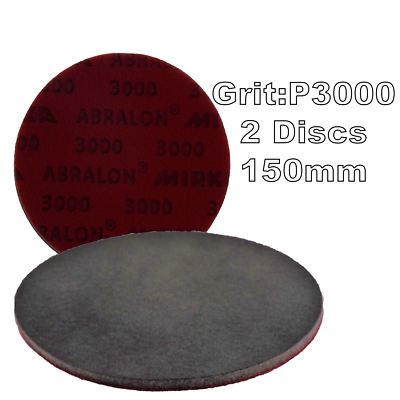 Mirka Abralon 150 mm 6'' P3000 Körnung 2x HakenNLoop Schaum Feinveredelung Scheiben Pad