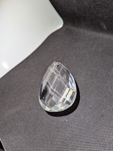 VINTAGE TEARDROP FACETED CLEAR CRYSTAL CHANDELIER PART PRISM 3 1/2" DIAMOND #1 - Picture 3 of 7