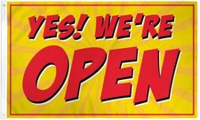 Yes We're Open RED 3x5ft Poly Flag Now Open Sign Welcome Store Front Flag
