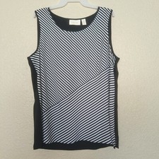 Chico's Women's Black/White Striped Lightweight Sleeveless Blouse 2 US L-12 TOP