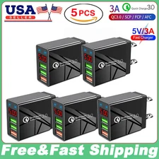5 Pcs 3 Port Fast Charging Block QC 3.0 USB Cube Wall Charger Adapters US Plug