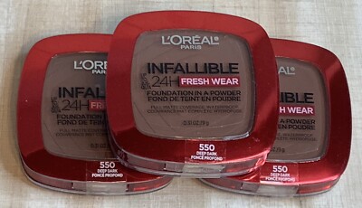 L'Oreal Infallible 24H Fresh Wear Foundation in a Powder 550 Deep Dark (x3)