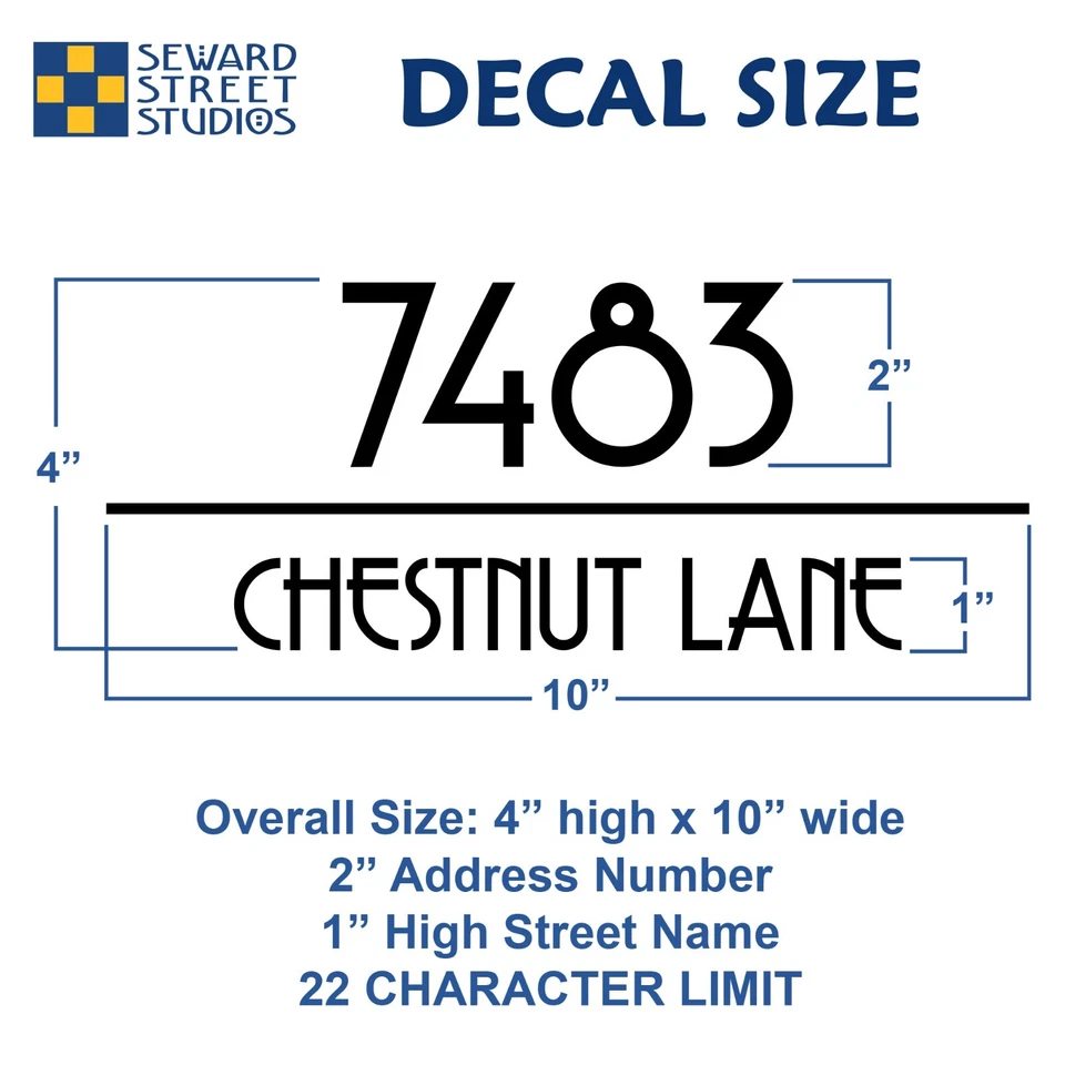 Calcomanía de dirección de buzón Art Deco, pegatina de nombre de calle MCM / 4" h x 10" w - #1274 Foto 4 de 4