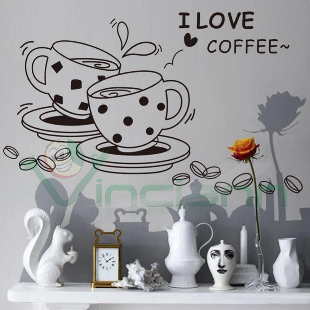 Caffè Tazze Muro Adesivi Decorazione Cucina Tè Decalcomania - Foto 6