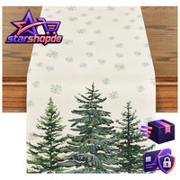 TischläUfer Weihnachten Kiefern Schneeflocken 40X240 Cm Deko Tischdecke