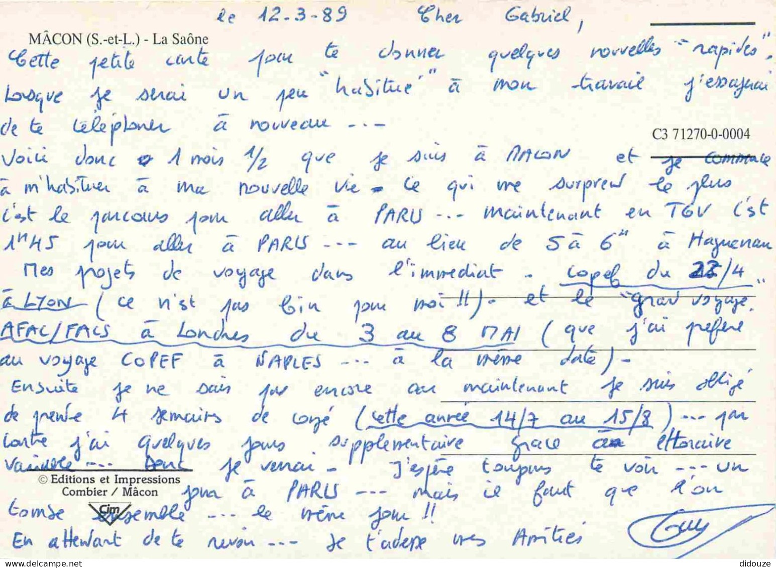 Postcard - 71 - Macon - La Saone et le Pont Saint Laurent - CPM - See Scan thumbnail 2