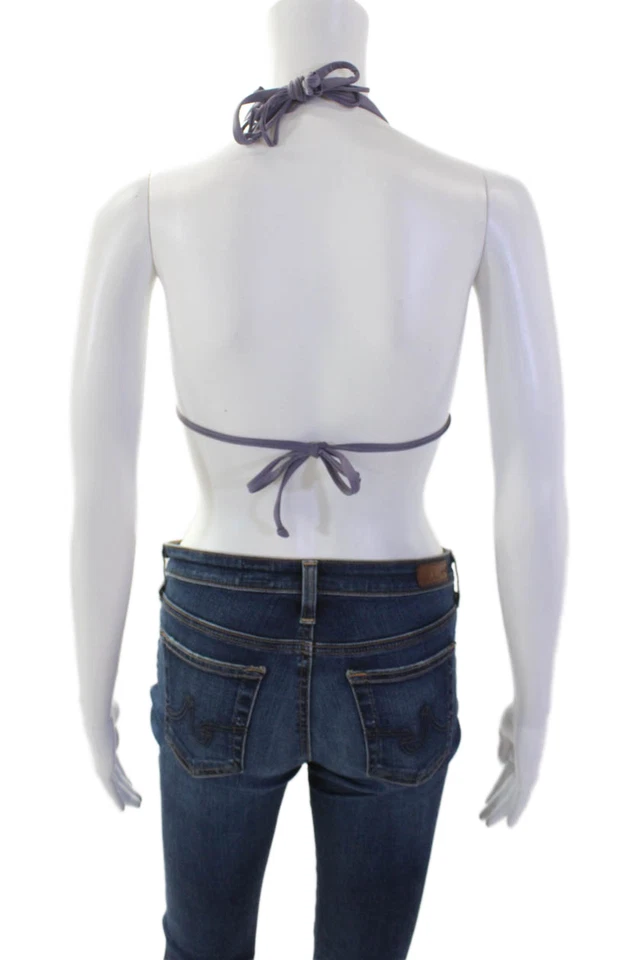 Top de bikini PilyQ para mujer con tirantes y corbata trasera púrpura talla mediana Foto 3 de 4