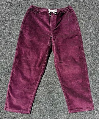 Element Skateboards Chillin Burgundy Wine Corduroy Elastic Waist Pants XL NWOT