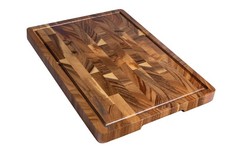 Walnut Wood Cutting Board for Kitchen, End Grain Chopping Board with Juice Groov