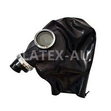 Unisex Latex Hood with Glasses Rubber Gas Mask for Fetish Clubwear Catsuit 0.4mm