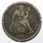 1889 10c Seated Liberty Silver Dime - RAW